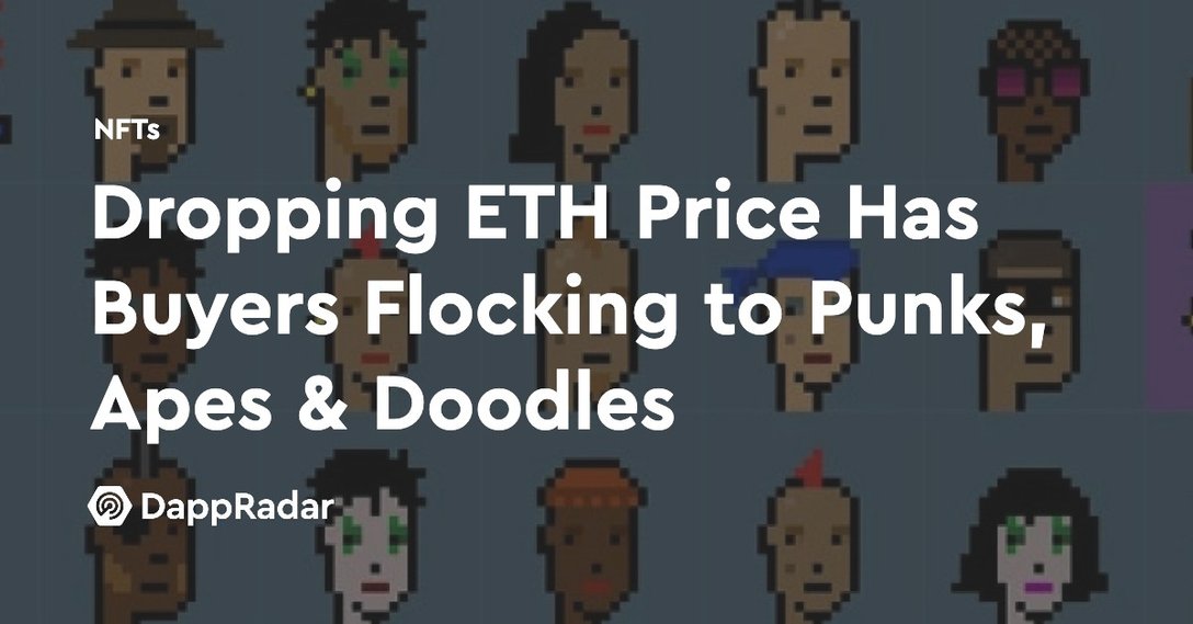 dappradar.com dropping eth price has buyers flocking to punks ape and doodles cp background